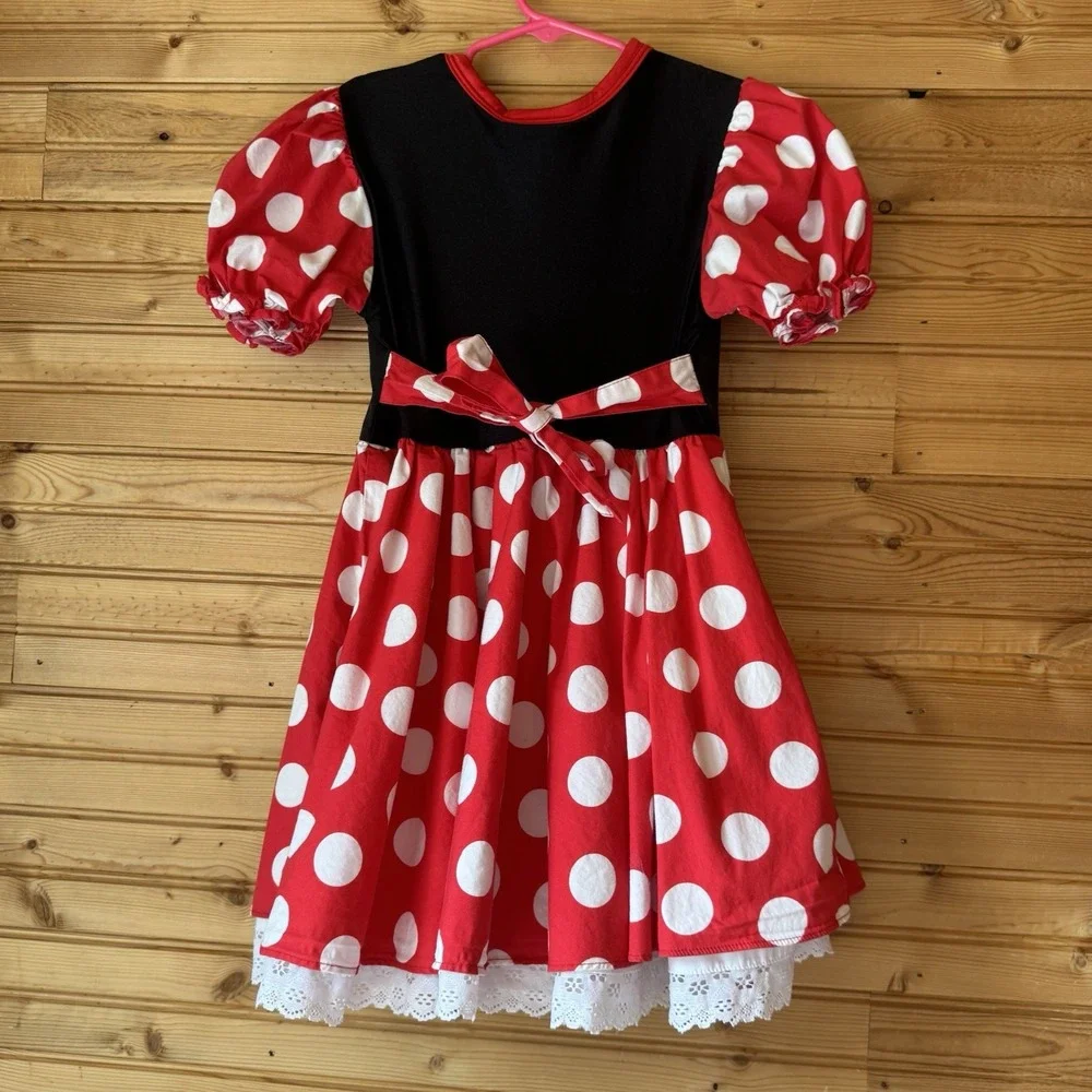 Disneyland Resort Dress Minnie Mouse Kids' Sz Large Red Polka Dot Flouncy Skirt